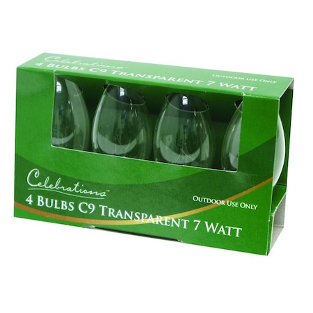 Celebrations Celebrations Incandescent C9 Clear 4 ct Replacement Christmas Light Bulbs 0.08 ft. BU4C9TCLA